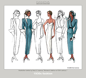 Fashion history fashion illustration gallery by Irina V. Ivanova 1930s